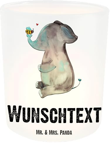 Mr. & Mrs. Panda Windlicht personalisiert Elefant Biene - Personalisierte Geschenke, Kerzenhalter, Liebesspruch, Jahrestag, Personalisiertes, Kerzenglas, Hochzeitsgeschenk, Gute Laune, Laterne, Liebe