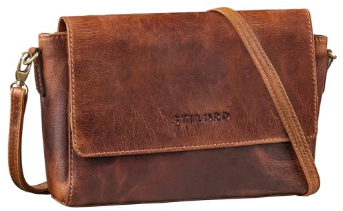 STILORD Sylvie Handtasche Damen Umhängetasche Leder Kleine Vintage Frauen Umhängetasche Schultertasche Crossbody Tasche für Abend Party aus echtem Leder Farbe:Prestige - braun