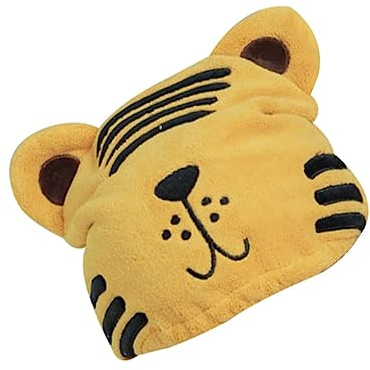 Haartrocknungshaube mit Cartoon Tigermuster aus Coral Fleece für Frauen | Saugfähig und Elastisch, für Zuhause und Unterwegs, Stilvoll und Schlicht
