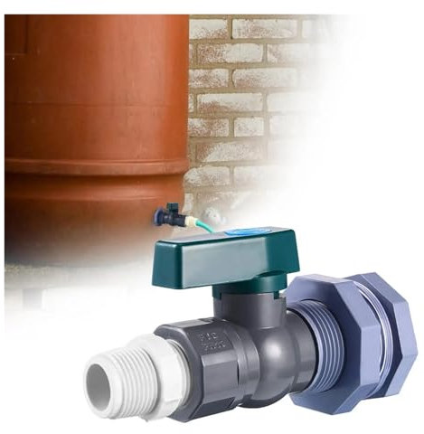 Accessoires Pour Tonneaux De Pluie Rain Barrel Spigot Easy to Install Multifunction Sturdy PVC Connector Durable Water Barrel Diverter Kit 3/4inch Replace Montage Du Collecteur De Pluie(1inch white)