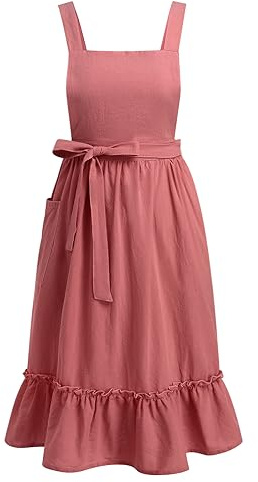 Odizli Kochschürze Damen Vintage Retro Rüsche Leinen Baumwolle Koch Schürze Frauen Küchenschürze Kittelschürze
