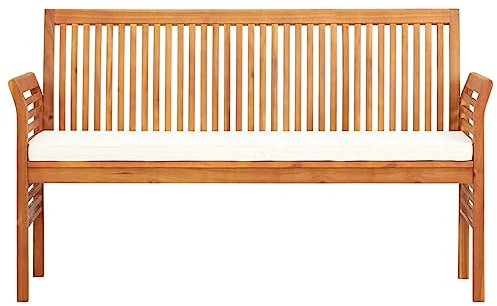 ULUYYUC Outdoor Bank Balkonbank Kleiner Balkon Bierbank Garden Bench - 3-Sitzer Gartenbank mit Kissen 150 cm Massivholz Akazie für Garten Terrasse Balkon Innenhof