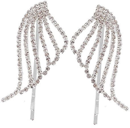 Beaupretty Paire De Pinces à Cheveux Argentées D’aile, Épingles Déco Féminines Pour Mariage, Fête Et Usage Quotidien
