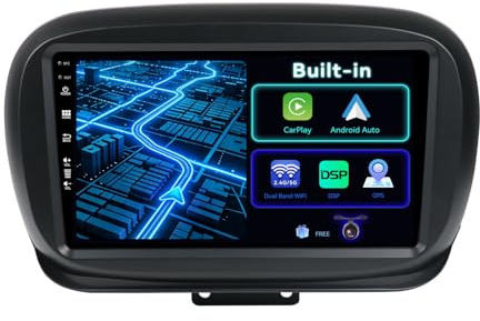 BXLIYER Android 15 Car Stereo For Fiat 500X (2014-2020) Navigation - Wireless Carplay + Android Auto - 2G+64G - Rear Camera - IPS 9 Inch 2 Din - Steering Wheel WiFi DAB Fast-boot Split-Screen