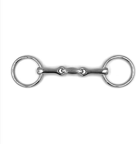 Equine Smile ES0108 Gebiss Pony Klein Wassertrense Doppelt Gebrochen aus Edelstahl Ringdurchmesser 45 mm Gebissstärke 10 mm (9.5 cm)
