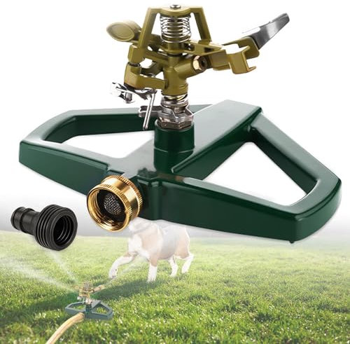 Arroseur de pelouse, arroseur à impulsion avec socle en métal, arroseur de jardin avec portée de 360 °, système d'irrigation réglable pour l'irrigation