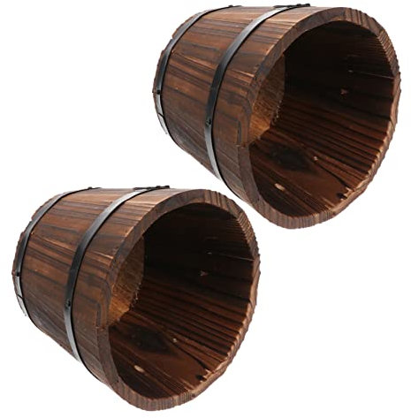 YARNOW Multifunktionaler Holzblumentopf Holz Eimer Mittel 15x12x12cm Braun Für Sukkulenten Garten Balkon Büro Pflanzgefäß Aus Holz Mit Retro Design Und Outdoor Geeigneter Verarbeitung