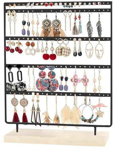 YALiya 110 Fori Espositore Orecchini, 5 Piani, Porta Orecchini con Base in Legno, 36 x 26.5 cm Porta Orecchini Organizer, Adatto Riporre, collane,Borchie e Altri Gioielli