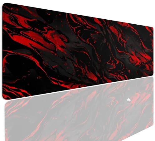 Gaming Mouse Pad Large Mouse Mat 600x300x4mm Desk Pad, Extended Large XL Gaming Mousepad Red Computer Keyboard Mat Pads, Soft Cloth Waterproof Anti-slip Mousemat for Gamers Office Home Decor 4-993