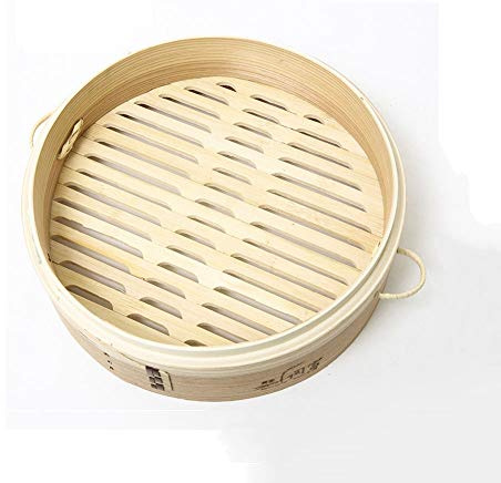 Bambus-Dampfgarer, Bambus-Dampfkorbdeckel, gesundes Kochen für Dim Sum, Fleisch und Fisch, Gemüse (30 cm Käfig)