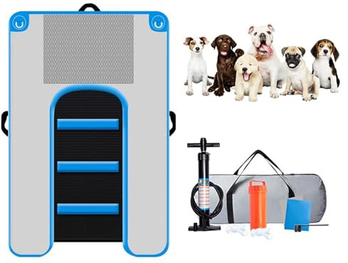 JYHHCYS Plastik Rampe Hund Aufblasbare Hunde-Wasserrampe, Schwimmender Bootssteg Mit Rutschfester Eva-Plattform, Hunde-Poolleiter Für 60 Kg Schwere Hunde Zum Aussteigen Aus Dem Wasser(Blue)
