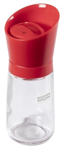 Kuhn Rikon Red Tulip Grinder - Salt and Pepper Mill, Herb & Spice Grinder, Adjustable Ceramic Mechanism, Mess-Free Top Grinding, BPA-Free Design