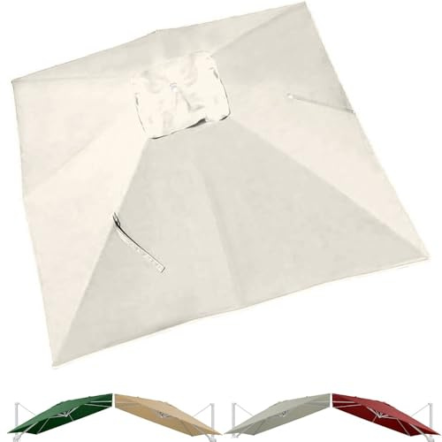 VLKLPZAHAK Copertura di Ricambio per Ombrellone A Sbalzo 3 M Telo Ricambio Tettoia per Ombrellone da Giardino Esterno Sostituzione(Beige,3x3m (9.8x9.8ft))