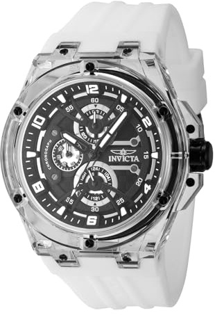 Invicta Racing 48809 Herren Uhr - Wasserdicht - Analog - Quarzuhrwerk - Kunststoff mit schwarzen zifferblat - 46mm