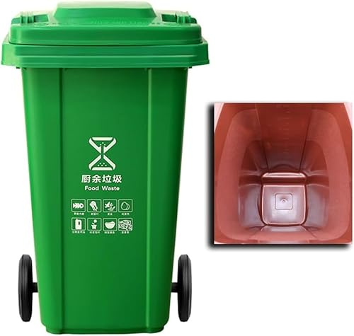 Contenedor Basura Comercial Resistente Exteriores 100 L Con Ruedas Silenciosas Tapa For Porche Patio Terraza(Green)