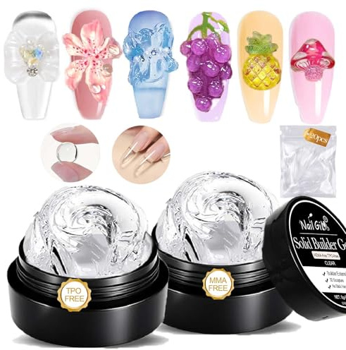 NAILGIL Solid Sculpture Builder Gel, Non-Stick Hand Nail Extension Gel for 3D Carving Decoration Soak Off UV LED Nail Art Salon, 15g(0.5fl oz), Clear