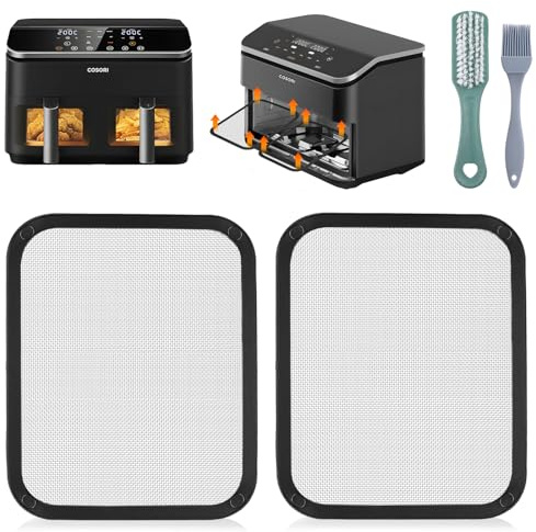 HA BIN 2 Stück Edelstahl Spritzschutz Feinmaschiger Fettspritzschutz für Cosori Airfryer 8,5L/ Dual Blaze TwinFry 10L, Wiederverwendbares Air Fryer Zubehör Magnetischer Heißluftfritteuse Zubehör