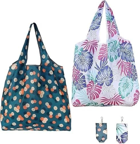 Blunivia 2-Pack Eco-Friendly Reusable Shopping Bags with Large Capacity, Durable & Washable Foldable Totes for Groceries, Travel & Daily Use
