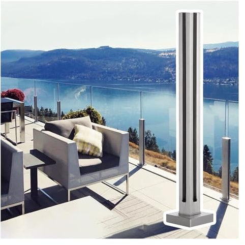 Moderno sistema de barandilla de vidrio de acero inoxidable para interiores y exteriores, para hogares, terrazas, balcones y barandilla de vidrio elegante (color: gris angular)