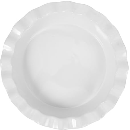 Gatuida Teglia Rotonda in Ceramica Bianca Resistente per Forno Pirofila Profonda per Torte Quiche e Crostate Facile da Pulire e Durevole per Uso Domestico