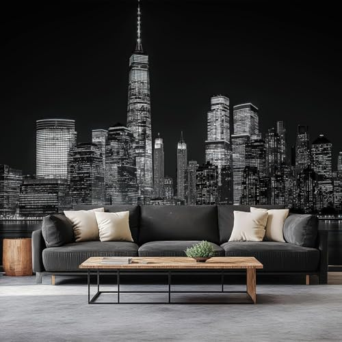 Papel Tapiz Fotográfico Fotografía Escena Nocturna De Nueva York Fotomurale 400 x 280 cm, Art Mural Negro Papel Pintado Fotomural - Cafe Restaurant Dormitorio Hoga Murales Decoración