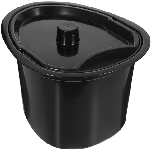 VILLCASE Pot de Chambre en Plastique Noir 5 L avec Couvercle Étanche Urinoir pour Personnes Âgées et Patients Seau à Urine Compact et Léger pour Usage Domestique et Hospitalier