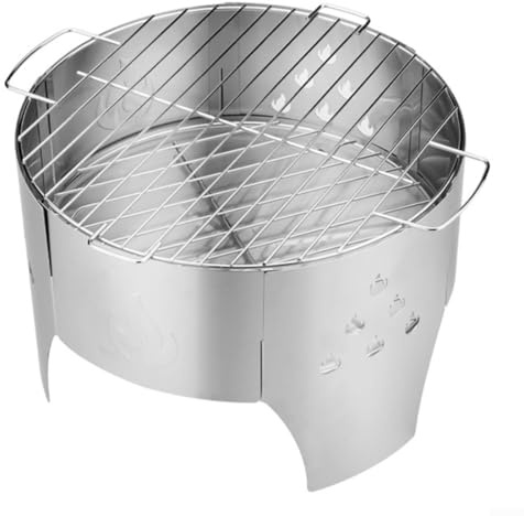 Réchaud à charbon de bois en acier inoxydable pour feu de camp extérieur et utilisation dans le jardin offrant une solution de cuisson portable et pratique