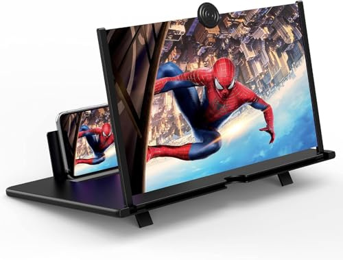Phone Screen Magnifier 12 Inch - Ultra-Clear 3D HD Screen Amplifier with Folding Stand, Portable Stocking Stuffers Gadgets & Cool Stuff for Men, Compatible with All Smartphones (12 in)