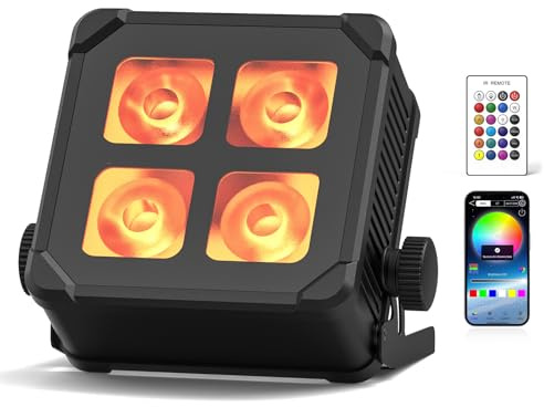 Starlitflow 40W IP65 LED Par Strahler Akku, RGBWA UV Wasserdicht Bühnenlicht Outdoor Partylicht Wiederaufladbare mit Fernbedienung und APP Kontrolle für Regentage Hochzeit Bar Show Disco