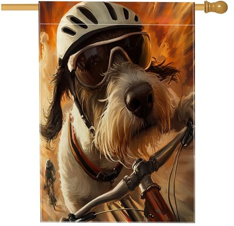 Divertente bandiera tedesca con puntatore a pelo duro, 71 x 101 cm, per esterni, ciclismo su strada, sport, cuccioli, bandiere verticali standard in lino, decorazione per esterni