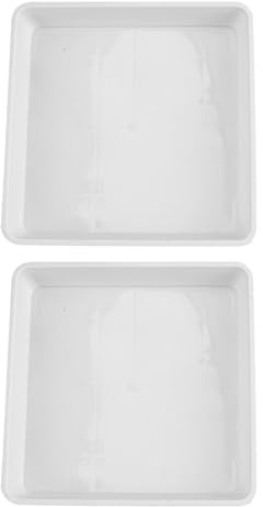 Toddmomy Lot de 2 Soucoupes Carrées en Plastique Blanc 40 X 40 Cm pour Pots de Fleurs, Plateaux de Récupération D’Eau pour Plantes en Pot, Intérieur et Extérieur, Bac de Drainage Solide