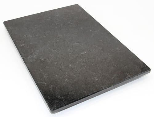 Planche à découper en pierre - Plateau de service - Planche de cuisine - Plaque en pierre - Dessous de verre - 2 tailles (Nero Assoluto brillant, 35 L x 25 l)