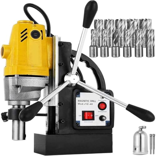 Magnetbohrmaschine 1100W, 1-1/2 Zoll Bohrdurchmesser, Hochleistungsmaschine mit 11 Bohrern, 12000N Leistung für Metalloberflächen und Heimwerker