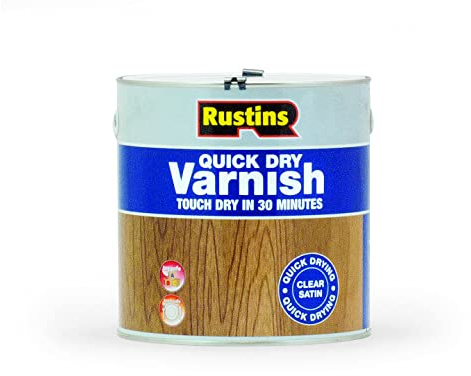 Rustins Quick Dry Varnish Clear 2.5L –Fast-Drying Water-Based Wood Varnish; Durable Non-Yellowing Finish in Gloss, Satin or Matt for Indoor Use