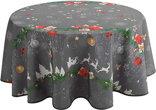 Le linge de Jules Bordsduk, polyester, grå, rund diameter 160 cm