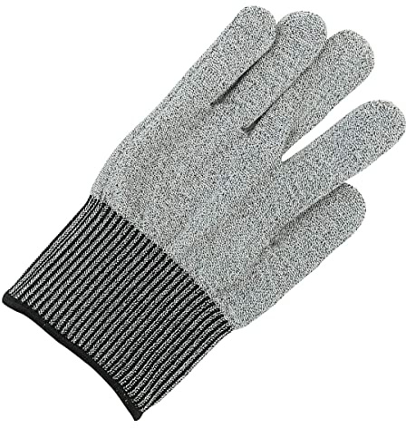 Fackelmann 685216 Schnittschutzhandschuh, Schutzhandschuh für Küche, Schnittschutzhandschuh für Mandoline, Grau, HPPE, 21,5 x 13,5 cm