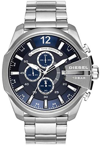 Diesel Herrenuhr Diesel Chief Series, QuarzChronographenwerk, 51 mm silbernes Edelstahlgehäuse mit Edelstahlarmband, DZ4417