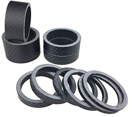 PLATT Spaziatori serie sterzo Bici,Distanziatore per Auricolari da Bicicletta, Distanziali in Carbonio per Bici, 1/8 Bike Headset Spacer 10 Pz