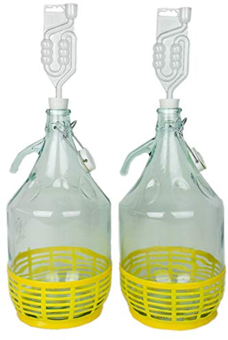 WysKonT - Juego de 2 Globos de Cristal de 5 litros con Cierre de Clip, para Vino