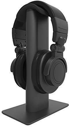 Kanto H2 Desktop Headphone Stand | Supports 10 kg | Curved Silicone Design Prevents Indents | Black