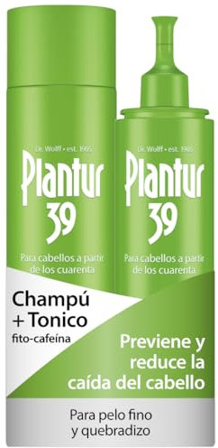 Plantur 39 Pack de Shampoo Cafeína 250 ml y Tonico 200 ml | Evita y Reduce la Caida Cabello Mujer | Para Cabello Fino y Quebradizo | Tratamiento Anticaida Cabello Mujer