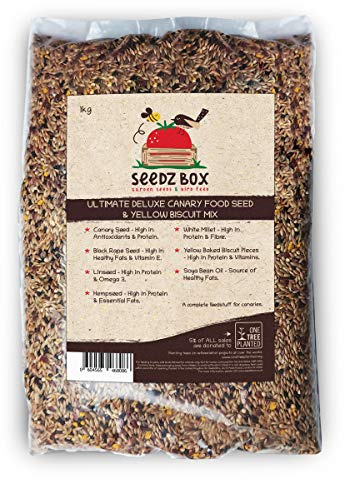 Canary Seed Food 1kg - Seedzbox Deluxe Canary Bird Feed Mix - Complete Foodstuff for Canaries - Donation to OneTreePlanted