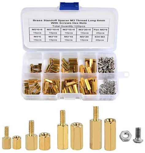 MMOBIEL 120 Pièces 4 Divers M3 Mâle-Femelle/Femelle-Femelle Hexagonale en Laiton Entretoise et Boulon à Vis en Acier Inoxydable Kit d'Assortiment d'Écrou de Carte Mère avec (+) Tournevis
