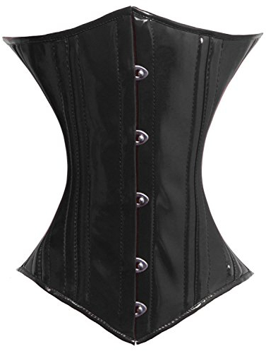 luvsecretlingerie Damen Taillentraining Schwerlast 26 Doppelt Stahl Knochen Unterbrust Korsett Steampunk PVC Corsage #8523-PVC
