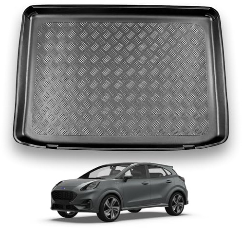 NOMAD Boot Liner Mat for Ford Puma 2019+ | [Adjustable boot floor in raised position], Tailored PE Car Boot Protector Tray, Waterproof Raised Edge Trunk Mat