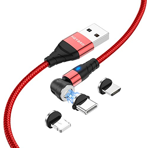 3 in 1 Magnetisch Ladekabel, 2m Nylon Magnet USB Kabel Magnetic Datenkabel Fast Charge Sync Schnellladekabel für Micro USB/Type C/Tablets/Phone/Samsung/Huawei/Honor/Sony/Kindle