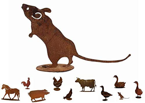 Gartenfigur Rost auf festem Stand – Hochwertig & Wetterfest - Metall Tierfigur - Edelrost Dekofigur/Tier Figur – Gartendeko/Dekoration (Maus - Höhe 12cm)