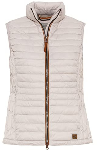 camel active Damen kurze leichte Steppweste mit elastischen Bündchen Weiß, womenswear-46