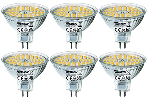 WSMCN MR16 GU5.3 LED Neutralweiß 4000K Lampen, 12V 6W Leuchtmittel Ersetzt 50W Halogenlampe, 485Lm 120°Abstrahlwinkel LED Spot, AC/DC 12Volt Flimmerfrei Strahler, Nicht Dimmbar, 6 Stücke