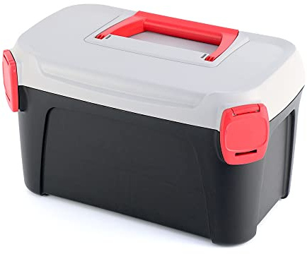 Boîte à outils Smart - Avec porte-outils intégré - En plastique ABS - 380 x 234 x 225 mm - Noir/gris